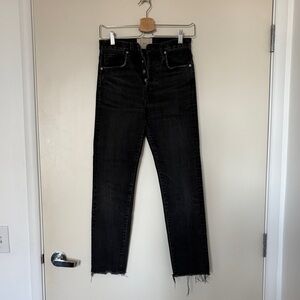 CQY High-Waist Black Button-Fly Skinny Jeans